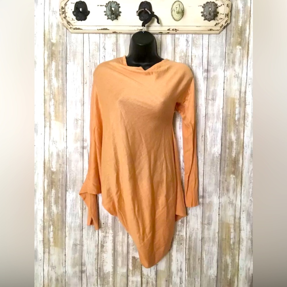 Wayne Scott Lucas Off Shoulder Asymmetrical Peach Long Sleeve Top S NEW